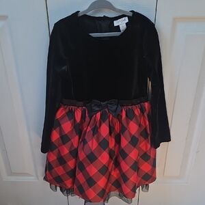 Cat & Jack Black Velvet and Red Plaid Dress